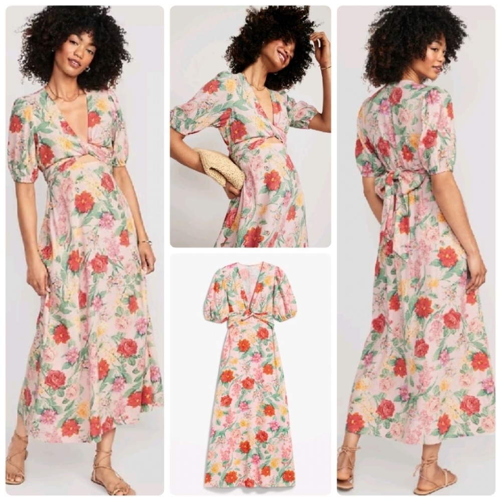 Old Navy Floral Maxi Dress - Pink, Red, Green